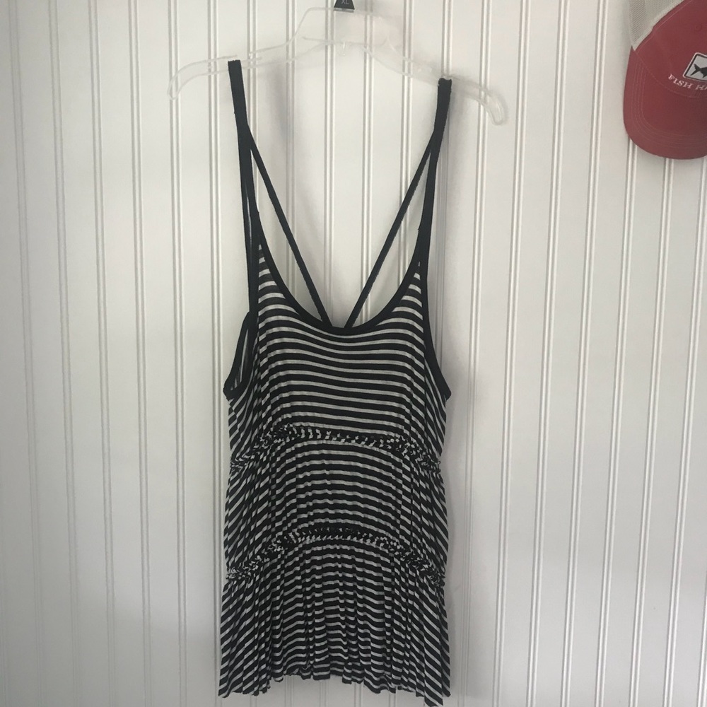Free People Navy and White Striped Tank Top
